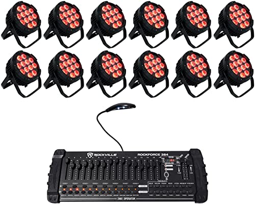 Rockville Wet PAR PRO Outdoor Wash Light 12-Pack Bundle with DMX Controller