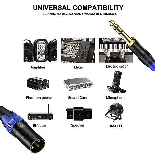 1/4" TRS to Dual XLR Male Y Splitter Cable, 6.35mm Quarter inch Stereo to 2 XLR Male Breakout Microphone Cable Cord (1.5 FT - size: 1/4 Inch TRS to Dual XLR Male - 1.2 FT