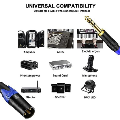 1/4 TRS to DualXLR Cable, 1/4 Inch (6.35mm) TRS to XLR Dual Y-Splitter Breakout Lead Microphone Cord (6.35 mm to Dual Male-5FT-1PACK) - size: 1/4 Inch TRS to Dual XLR Male - 5 FT - 1 PACK