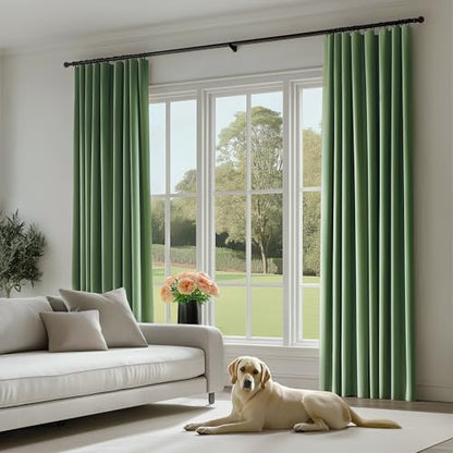 FMFUNCTEX Velvet Blackout Curtains Sage Green Thermal Insulated Curtains for Bedroom Living Room Darkening Curtains 84 Inches Long Soft Luxury Heavy Rod Pocket Sage Drapes Dining Room 2 Panels Set - color: Sage Green, size: 52"W x 84"L (Pack of 2)