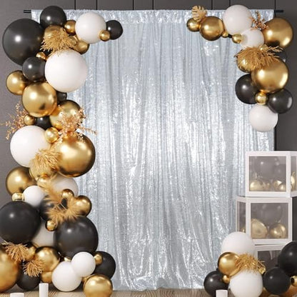 Juya Delight Sequin Backdrop Curtain Non-Transparent Sequin Photography Background Backdrop Curtain for Birthday Party Wedding Festival Ceremony 6FTx8FT Silver - color: Silvery, size: 6ft x 8ft