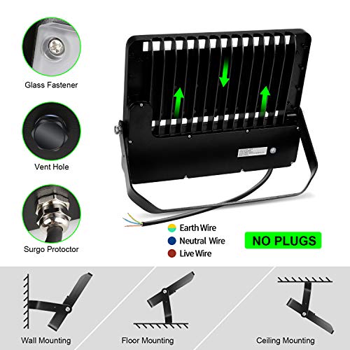 ledmo LED Flood Light Outdoor Fixture with Dusk to Dawn 36000LM 3 Pack | Commercial Grade Waterproof Floodlights for Large Stadiums, Super Bright 5000K, Photocell for Street Sport Parking Lot - size: Standard-Photocell-3Pack