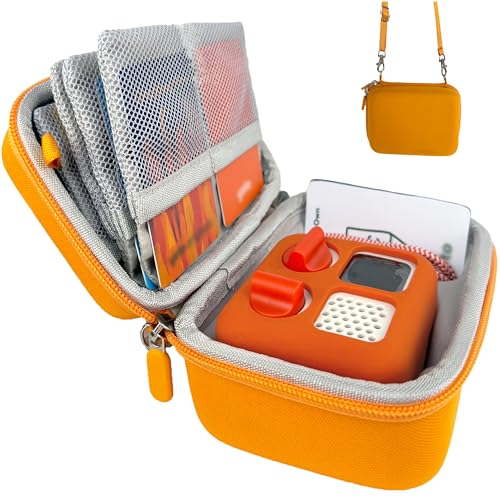 Hard Travel Case Compatible with Yoto Mini–Kids Audio & Music Player,Yoto Card Holder Bag with Adjustable Shoulder Strap for Up To 36 Audiobook Cards,Children’s mini Player.（Orange） - color: Orange