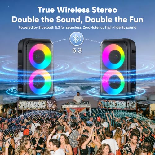 Karaoke Machine, Bluetooth Speaker with 2 Wireless Microphones Adults Kids | Portable Size, TWS Mode, LED Light, 10H Battery PA System,Dual Speaker, USB TF AUX, Home Party Outdoor Camping Birthday Gifts - size: 2 Mics