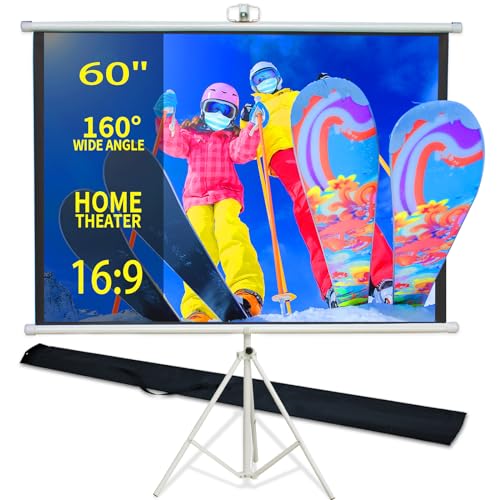 60 Inch Projector Screen Portable with Stand & Carry Bag, 4:3 Aspect Ratio | Lightweight Foldable Design for Home Theater & Outdoor Movies, Easy Setup Indoor Outdoor Projection Screen (60")