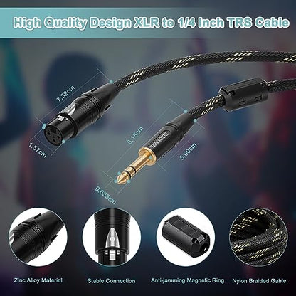 XLR to 1/4 Cable, XLR Female to 1/4 Cable 25FT 2Pack - size: 25ft 2Pack, style: XLR Female to 6.35