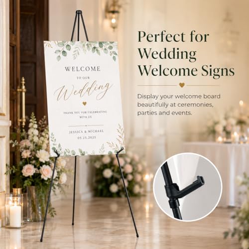 RRFTOK 3 Pack 63 in Sign Easel Stands, Instant-Fold Tripods with Bags | Instant-fold metal tripod with carry bag for welcome sign, poster display, foam board and floor use - style: 63B 3pack