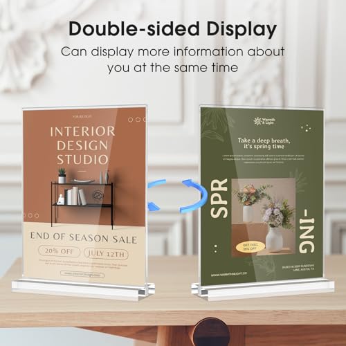 MaxGear Acrylic Sign Holder 8.5" x 11" Double Sided Sign Stand, 18 Pack | Clear Acrylic, Double Sided Display, Stable Tabletop Design, Quick Sign Changes, Fits Offices, Events And Retail Spaces - size: Strip-18pack