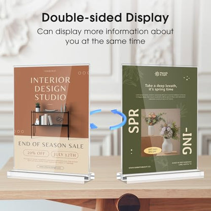 MaxGear Acrylic Sign Holder 8.5" x 11" Double Sided Sign Stand, 18 Pack | Clear Acrylic, Double Sided Display, Stable Tabletop Design, Quick Sign Changes, Fits Offices, Events And Retail Spaces - size: Strip-18pack