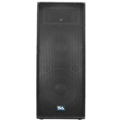 Seismic Audio - SA-155T-PKG23 - Pair of Dual 15 Inch PA/DJ Loudspeakers and 50' Speaker Cables - Dual 15 Inch Club,Party Loud Speakers