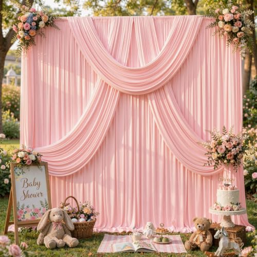 10ft x 12ft Blush Pink Backdrop Curtains for Wedding Parties - color: Blush Pink, size: W5' x H12'(2 panels)