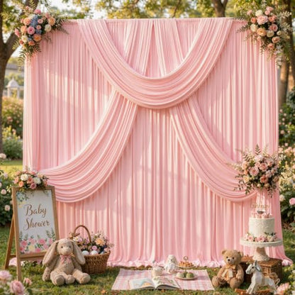 10ft x 12ft Blush Pink Backdrop Curtains for Wedding Parties - color: Blush Pink, size: W5' x H12'(2 panels)