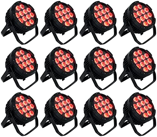 Rockville Wet PAR PRO Black RGBWA+UV Indoor/Outdoor Par Wash Light, 12-Pack