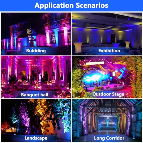 Waterproof Outdoor Lights,12 X18W IP65 RGBWAUV 6in1 LED Par Lights,DMX512 Sound Activated Control Wall Washer Outside Light for Stage Events Garden Landscape Parks Buldding