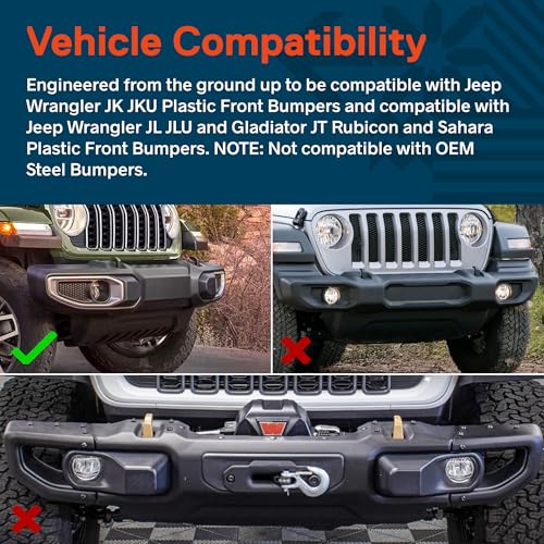 TRUE MODS 60W 4 Inch LED Fog Lights for 2007-2018 Jeep Wrangler JK JKU - size: JK + JL/JT Plastic Premium Bumper, style: No Halo | White