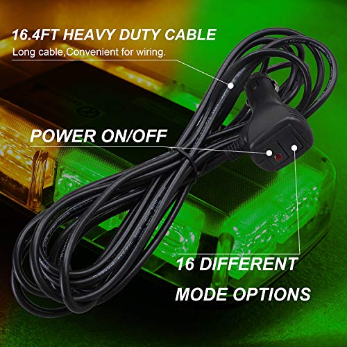 ASPL 48LED Roof Top Strobe Lights, High Visibility Emergency Safety Warning LED Mini Strobe Light bar with Magnetic Base for 12-24V Snow Plow, Trucks, Construction Vehicles (Amber/Green) - color: Amber/Green