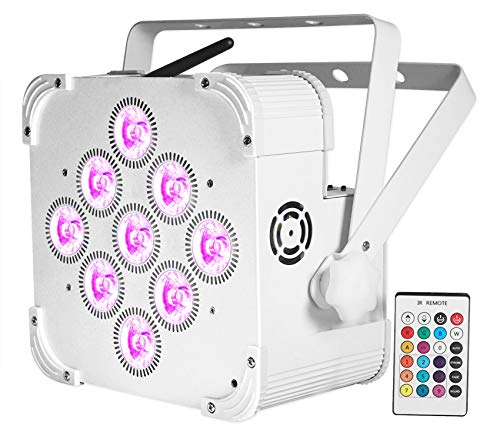 Rockville Best PAR 60 White Rechargeable Par Can Wash DMX Light, 8-Pack | 18-Hour Battery Life, Wireless, 9 LEDs/6W Each, IRC Remote, Sound Activated, 4350 Lux, LCD Display, Flicker Free, RGBWA+UV