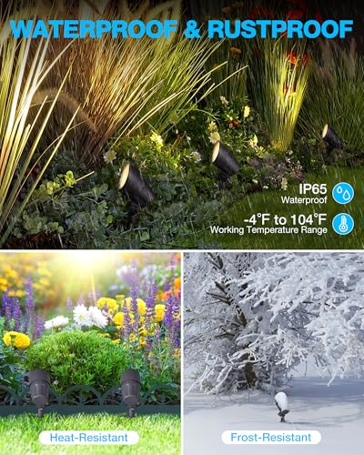 SUNVIE 6W AntiGlare LED Landscape Lighting Low Voltage with Connector 8Pack | Waterproof 600LM Super Bright 3000K Landscape Spot lights Outdoor Yard Garden Lights Wired Tree Wall Landscape Spotlights