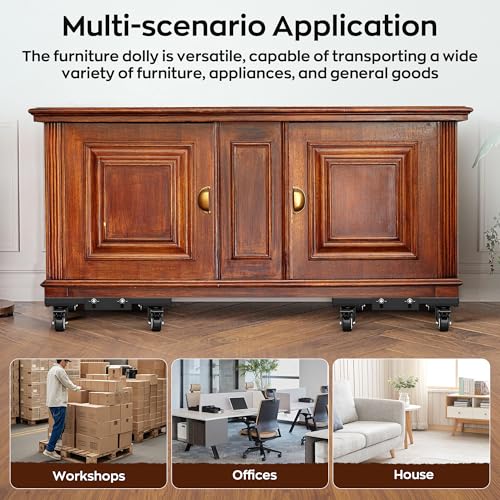 IMAYCC Furniture Dolly with Wheels 1200LBS × 2Pack Furniture Movers with Lifttable Baffles & Brakes, Reinforced Steel Frame & All-Terrain Wheels for Appliance Dolly - size: 2 Pack