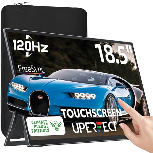 UPERFECT Portable Monitor 18.5-inch 120HZ Touchscreen 100% sRGB w/VESA & Stand 180° Adjustable Ultra-Slim & Lightweight Frameless FHD FreeSync IPS HDR Gaming Display, Travel Second Monitor for Laptop | 100% sRGB Ultra Slim Lightweight Frameless FHD FreeSy