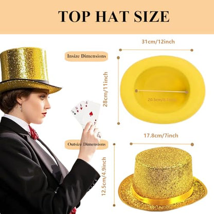 Top Hat for Men Women Adult, Magician Victorian Pilgrim Theatrical Clown Bowler Tailcoat, Cosplay Costume - color: Yellow