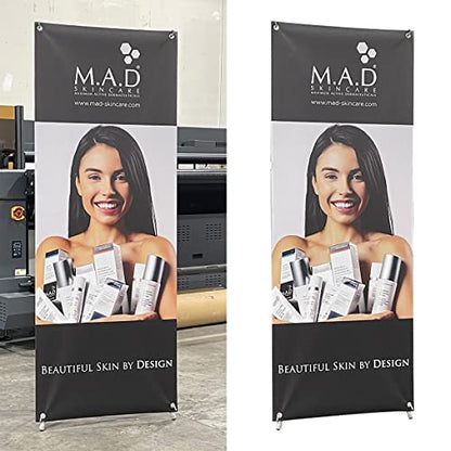 4UMedia&Displays 8 Units Premium X Banner Stand 24"x63" (Stand ONLY) (8 Pack) with Carrying Bag for Trade Show and Other Event Display - size: 8 PACK
