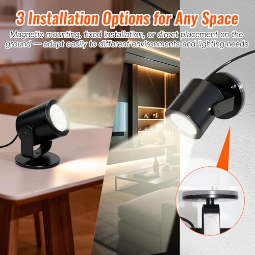 TAYSING LED Spotlight Indoor 5W USB Powered 360 Degree Rotating Mini Display Accent Light for Pictures Paintings Plants Shelves Cabinet Showcase, 2 Pack Neutral White 4000K - color: Neutral White