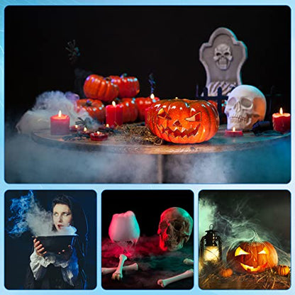 Yaomiao 1 Piece Halloween Mist Maker Fogger with 12 LED Lights, Silver | Small Ultrasonic Fog Machine, For Pond Fountain Water Garden, Mister Air Humidifier, Halloween Spooky Atmosphere Effects - color: Silver