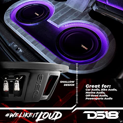 DS18 PSW12.4S 12" Shallow Mount Subwoofer 1200 Watts Max Power 600 Watts RMS Single Voice Coil 4 OHMS Water Resistant - Best Sub for Tight Spaces in Car & Trucks - 1 Speaker - style: 12" Single Voice Coil 4 Ohm