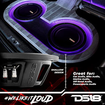 DS18 PSW12.4S 12" Shallow Mount Subwoofer 1200 Watts Max Power 600 Watts RMS Single Voice Coil 4 OHMS Water Resistant - Best Sub for Tight Spaces in Car & Trucks - 1 Speaker - style: 12" Single Voice Coil 4 Ohm