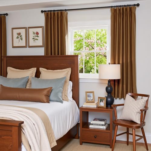 Lazzzy Blackout Golden Brown Velvet Curtains Rod Pocket 52×72 Inch 2 Panels | Soft Velvet, For Small Windows, Kitchens & Bathrooms, Light Shifting Texture, Elegant Luxury Drape, Rich, Rod Pocket - color: R | Gold Brown, size: 52"W x 72"L (Pack of 2)