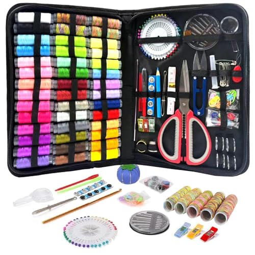 197PCS Sewing Kit for Adults, 43 XL Thread Spool, Beginners with Advanced Large Sewing Sets, Suitable for Travelers, Adults, Children, Beginners, Emergency Items, DIY and Family Sewing Kit - color: Color A