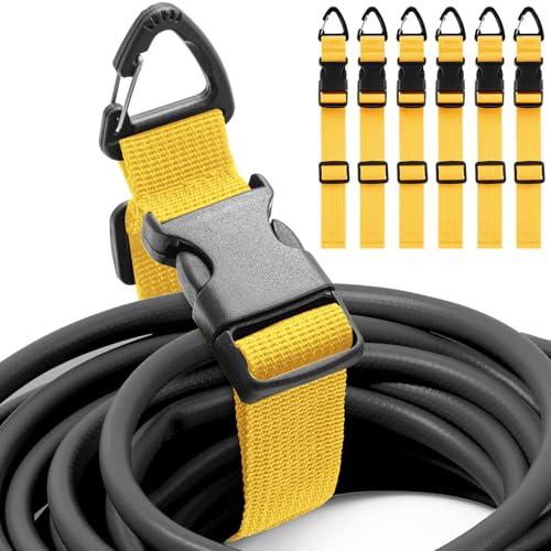 6 Pack Adjustable Extension Cord Holder Straps,Yellow - color: Yellow