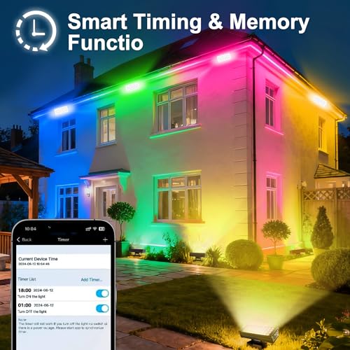 Smart Flood Lights Outdoor 180W RGBCW Color Changing LED Floodlight – WiFi APP & Voice Control, 2700K-6500K Tunable White, 50 Modes Music Sync, IP65 Waterproof Wall Washer Light - size: 180W RGB+Tunable White(2700-6500K)
