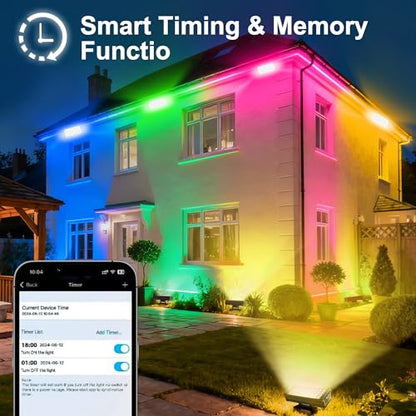 Smart Flood Light Outdoor – 360W RGBCW Color-Changing LED Floodlight, WiFi APP & RF Remote Control, Alexa/Google Voice, 50 Scene Modes, IP65 Waterproof - color: 5*72W Adjustable RGBCW Flood Light