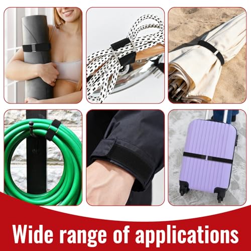 1" x64ft Hook and Loop Straps with Metal Buckles, Molle Cable Straps, Adjustable Fastening Cinch Strap, Reusable Nylon Securing Cord Ties, 1 inch Wide, Black with 70 Buckles - color: 1"x64ft, 70 Buckles