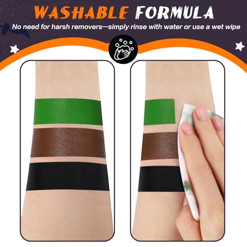 BOBISUKA Light Green Face Body Paint Stick Washable Water-Based Face Paint Makeup Stick for Halloween Witch, Zombie, Hulk, Goblin, Camo, Hunting, Cosplay, SFX, Sports Eye Black & Costume Party - color: Light Green