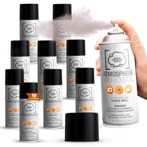 10 Pack Atmosphere Aerosol Haze/Fog Spray for Photography - Safe & Portable Mini Fog Machine Alternative - Smoke and Light Ray Effects Maker for Indoor and Outdoor, No Battery - Made in The USA - size: 10 pack