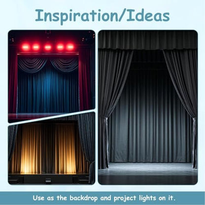 Two Layers Backdrop Made with One Piece Chiffon Tulle & Polyester for Professional Extra Wide Blackout Curtains (Black, 20 x 8 ft) | Chiffon Tulle & Polyester, Extra Wide Blackout Curtains, Theatrical Backdrops - color: Black, size: 96"W x 240"L (Pack of