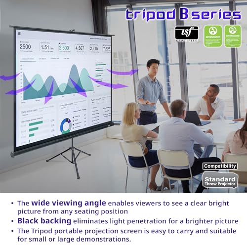 Elite Screens Tripod B, 71-INCH 1:1, Lightweight Pull Up Foldable Stand, Manual, Movie Home Theater Projector Screen, 4K / 8K Ultra HDR 3D Ready, 2-YEAR WARRANTY, T71SB-Z - color: Black, size: 71-inch/ 1:1, style: Tripod B