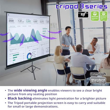 Elite Screens Tripod B, 71-INCH 1:1, Lightweight Pull Up Foldable Stand, Manual, Movie Home Theater Projector Screen, 4K / 8K Ultra HDR 3D Ready, 2-YEAR WARRANTY, T71SB-Z - color: Black, size: 71-inch/ 1:1, style: Tripod B