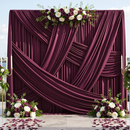 20x12 ft Burgundy Backdrop Curtains for Weddings, Birthdays and Photos - color: Burgundy, size: W5' x H12'(4 panels)