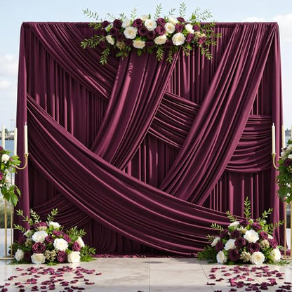 20x12 ft Burgundy Backdrop Curtains for Weddings, Birthdays and Photos - color: Burgundy, size: W5' x H12'(4 panels)