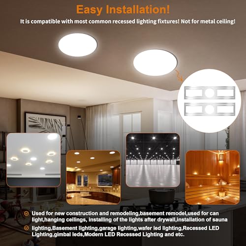 New Construction Mounting Plate, 4 Inch, LED Recessed Lighting Housing Kits, Flat Steel Rough in Bracket Fixture for LED Light Bar, 12PC Shallow Recessed Lighting Housing Plate - size: 4 Inch,12 Pack