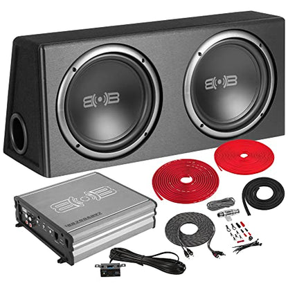 BELVA BPKG210v2 1000W Dual 10" Car Subwoofer with Ported Enclosure, Monoblock Amplifier, Wiring Kit and Remote Bass Knob - size: 1000W Dual 10"