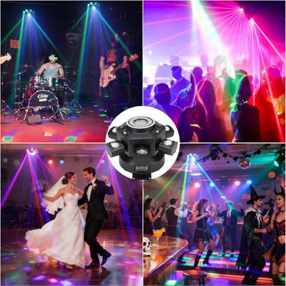 Moving Head DJ Lights, 6 Arm RGBW LED 150W Disco Stage Light with Mixed Lighting Effects, Sound Activated, DMX 512 Remote Control DJ Lights for Disco Club Wedding Party (Mixed Light)