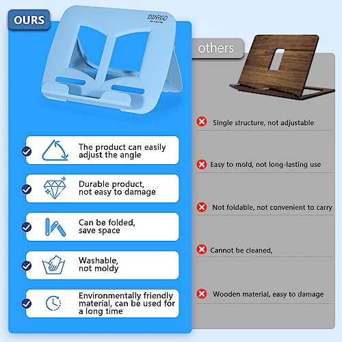 Desktop Book Stand, Tabletop Music Stand, Portable Book Holders for Reading Kids Cookbook Stand Book Tray Book Rest Recipe Children's Gifts Travel Girls boy School Supplies (Blue 11.82" *8.26") - color: Blue