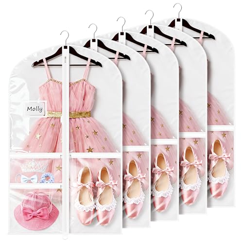 Univivi 40 Inch Dance Costume Garment Bags for Kids, White, 5 Pack - color: White