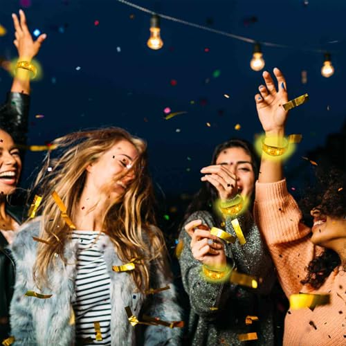 24 Pcs LED Glow Bracelets Sound Activated Led Flashing Bracelet Music Control Light Up Bracelets,Glow in The Dark Party Supplies For Birthday Carnival Concerts Night Events Christmas Gift (yellow) - color: Yellow