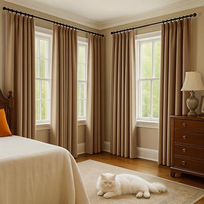 Velvet Curtains 84 Inches Long, Thermal Insulated Gold Brown Blackout Curtains for Living Room Bedroom Curtain Set Rod Pocket Back Tab Room Darkening Drapes, 2 Panel Gold - color: 05-gold Brown (Velvet ), size: 52"W x 84"L (Pack of 2)